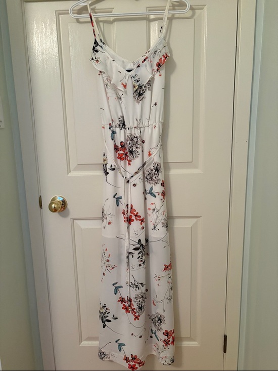 Dynamite Dresses & Skirts - Dynamite White Floral Maxi Dress with Red and Blue Accents